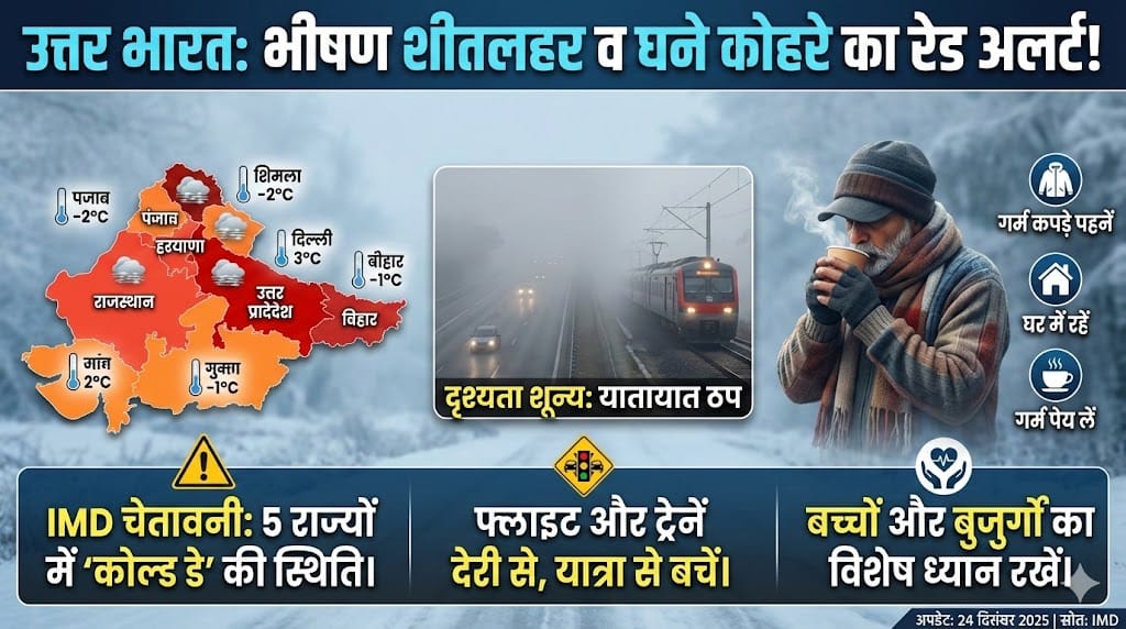उत्तर भारत में ठंड का कहर: IMD का दिल्ली-UP समेत 5 राज्यों में रेड अलर्ट, जानें ताजा अपडेट