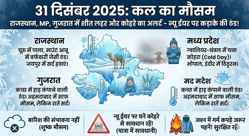 कल का मौसम 31 दिसंबर 2025