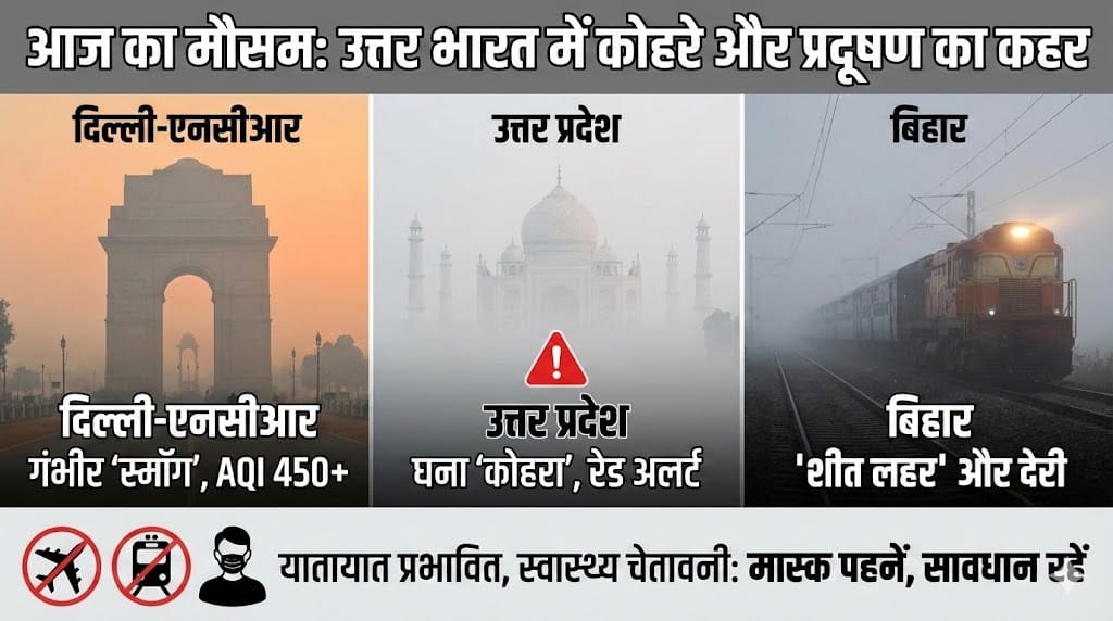 आज का मौसम: यूपी-बिहार में रेड अलर्ट, दिल्ली में प्रदूषण का कहर; जानें 20 दिसंबर का पूर्वानुमान