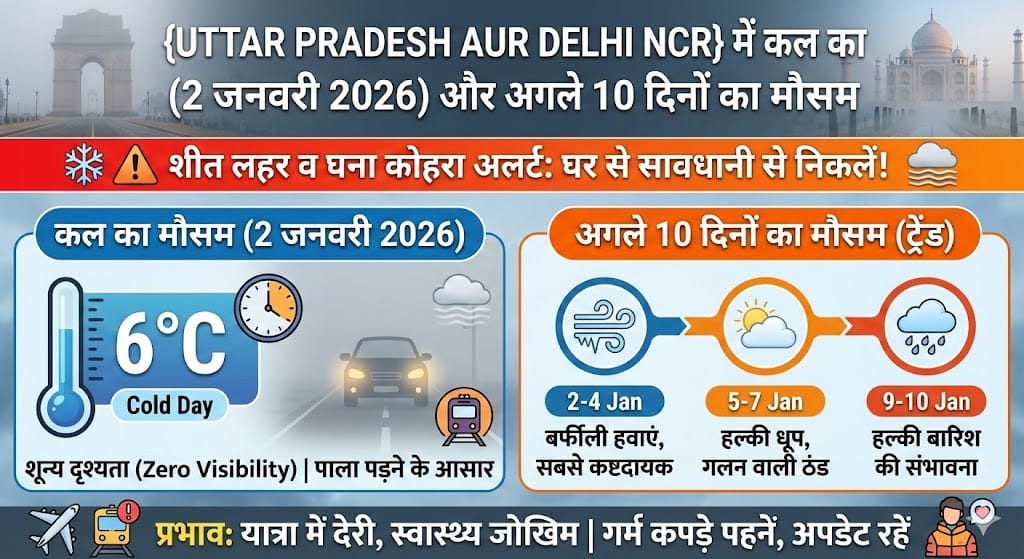 UTTAR PRADESH AUR DELHI NCR – सावधान! 2 जनवरी को घर में ही रहें कैद? ‘कल का मौसम’ तोड़ सकता है सर्दी का रिकॉर्ड, ‘अगले 10 दिनों का मौसम’ देखकर कांप जाएगी रूह!