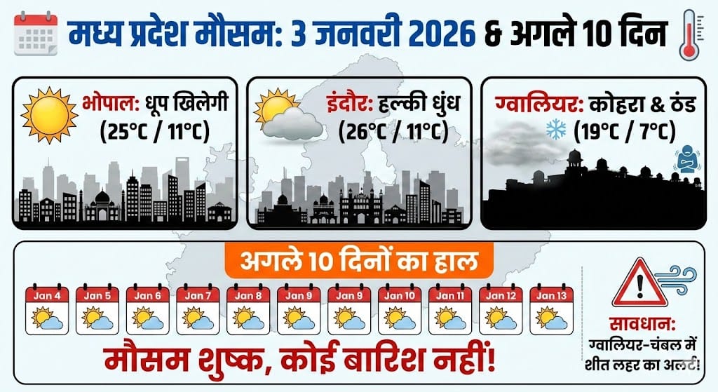 MP में कल का मौसम (3 जनवरी 2026)
