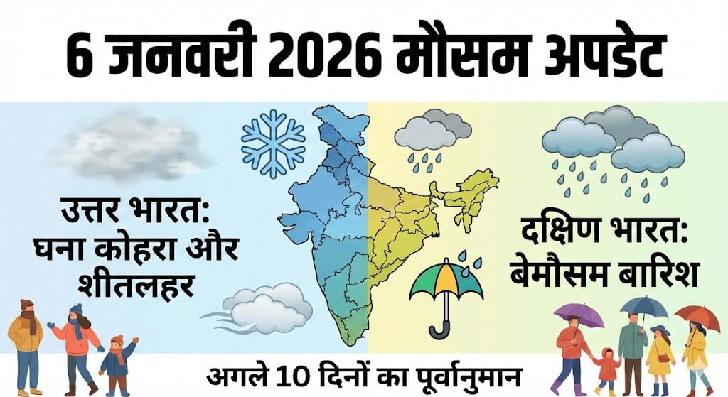 6 जनवरी 2026 का मौसम अपडेट: कल भयंकर ठंड या भारी बारिश? जानें अगले 10 दिनों का पूरा हाल!