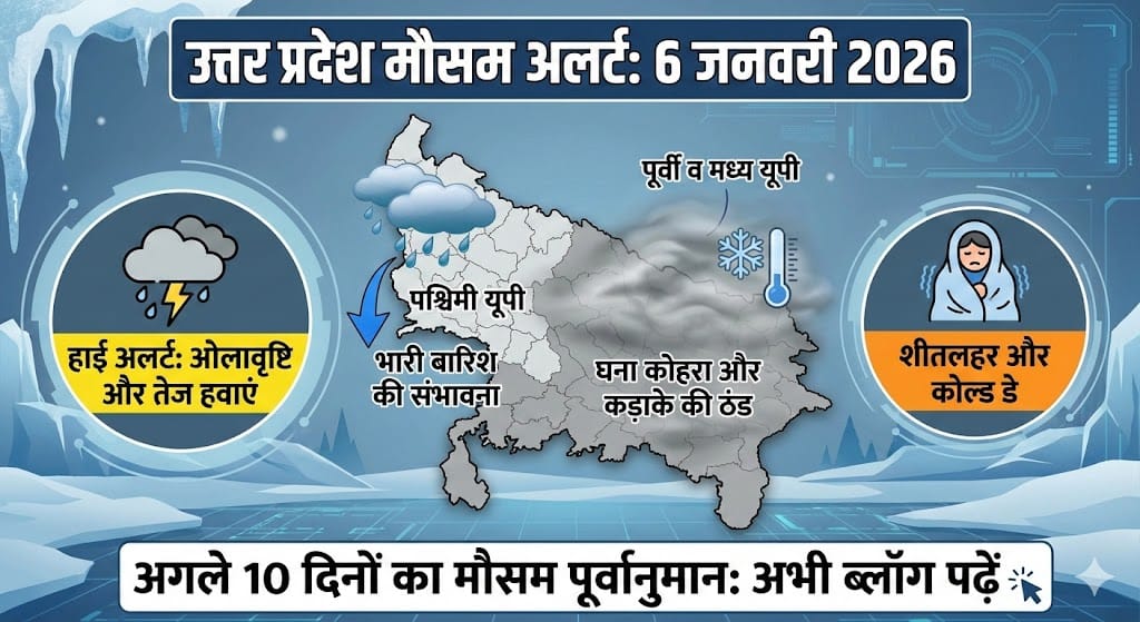उत्तर प्रदेश में 6 जनवरी 2026 को भयंकर ठंड और बारिश की चेतावनी? जानिए अगले 10 दिनों का मौसम और ‘पानी’ का हाल
