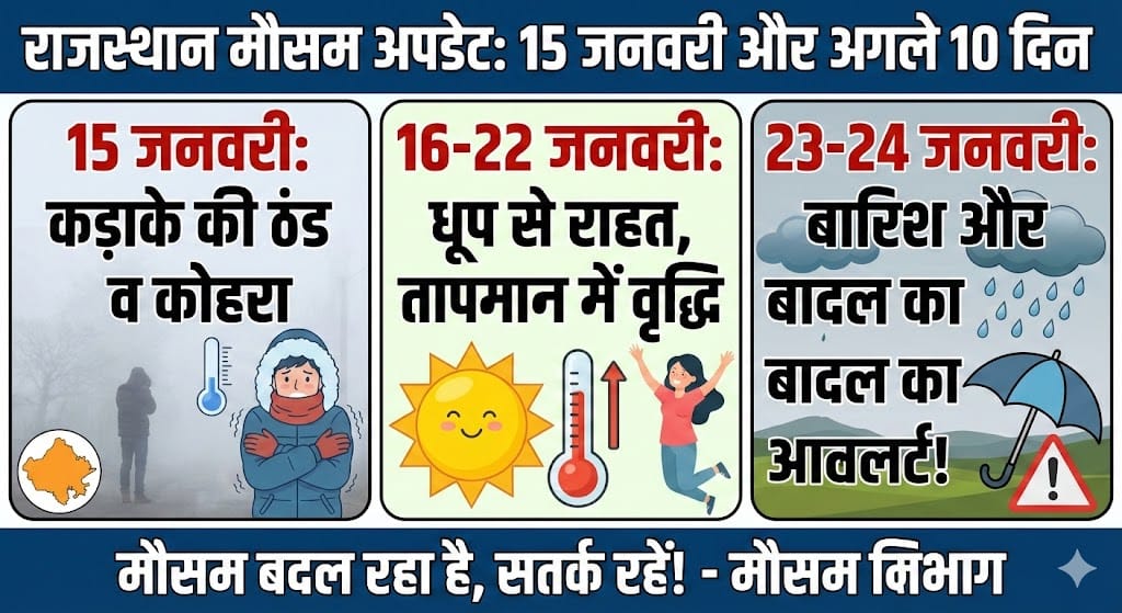 Rajasthan Weather Alert: 15 जनवरी 2026 को भयंकर ठंड या बारिश? अगले 10 दिनों का चौंकाने वाला मौसम अपडेट देखें!
