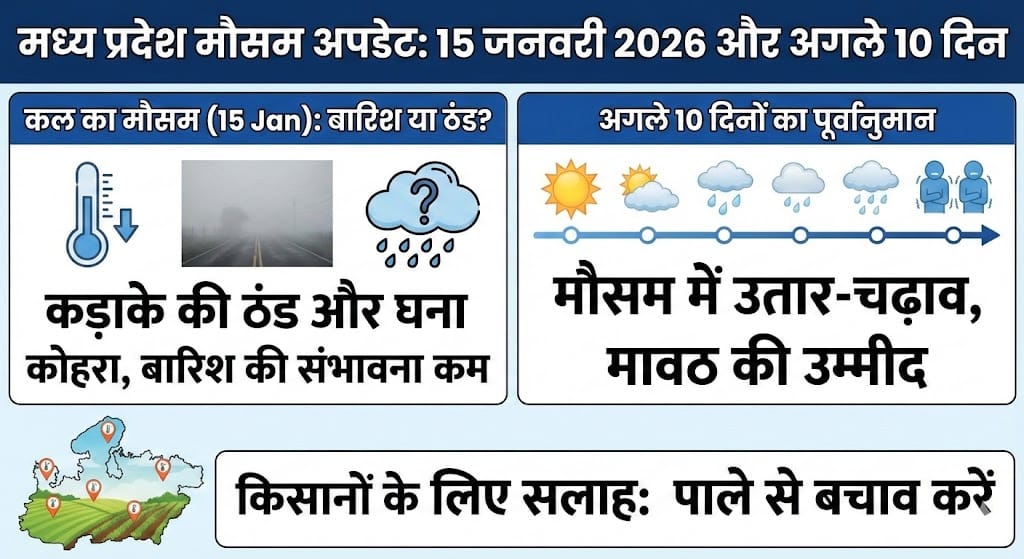 MP Weather 15 January 2026: कल का मौसम और पानी का हाल, अगले 10 दिन कैसा रहेगा MP का तापमान?