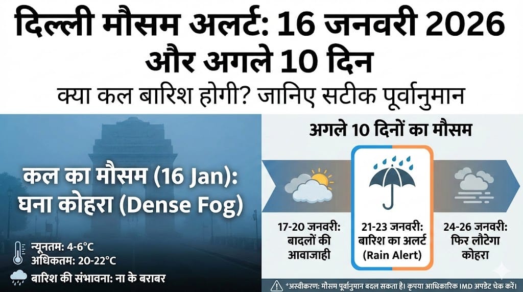 Delhi Weather 16 Jan 2026: कल बारिश होगी या निकलेगी धूप? IMD का अगले 10 दिनों के लिए ‘बड़ा अपडेट’ जारी!