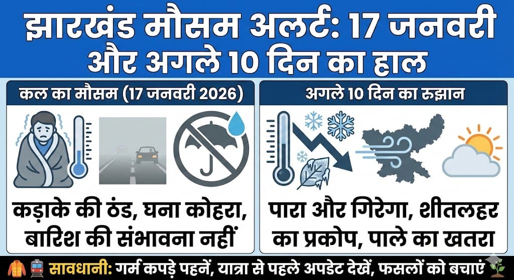 झारखंड मौसम: 17 जनवरी 2026 को बारिश या शीतलहर? अगले 10 दिन का हाल जानकर चौंक जाएंगे!