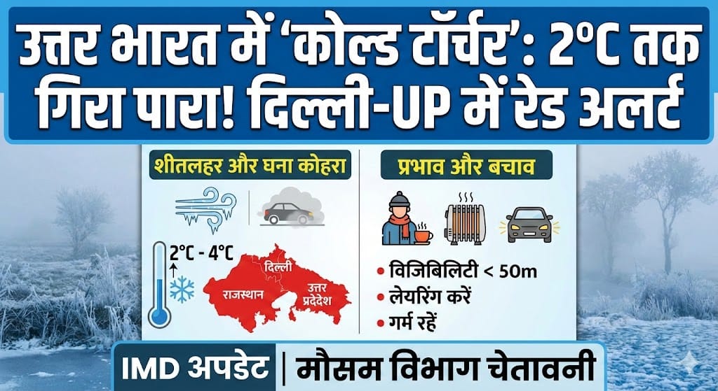 North India Cold Wave: 2 डिग्री तक लुढ़का पारा! दिल्ली-UP समेत इन राज्यों में ‘कोल्ड स्ट्राइक’ का रेड अलर्ट – जानें 12 जनवरी का मौसम