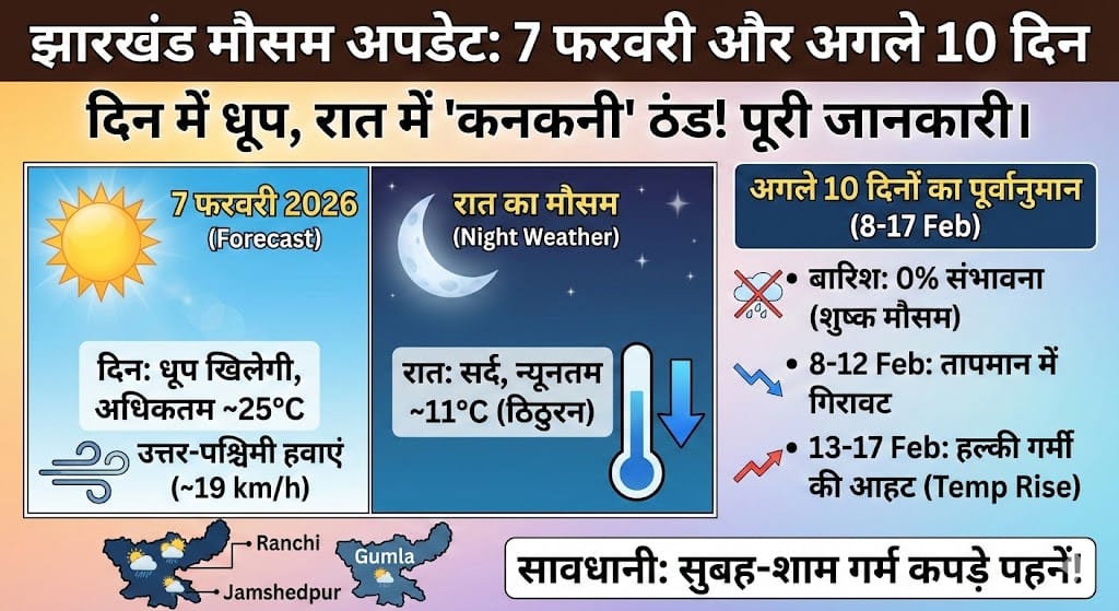 झारखंड में फिर लौटी ठंड? 7 फरवरी और अगले 10 दिनों का डराने वाला मौसम अपडेट!