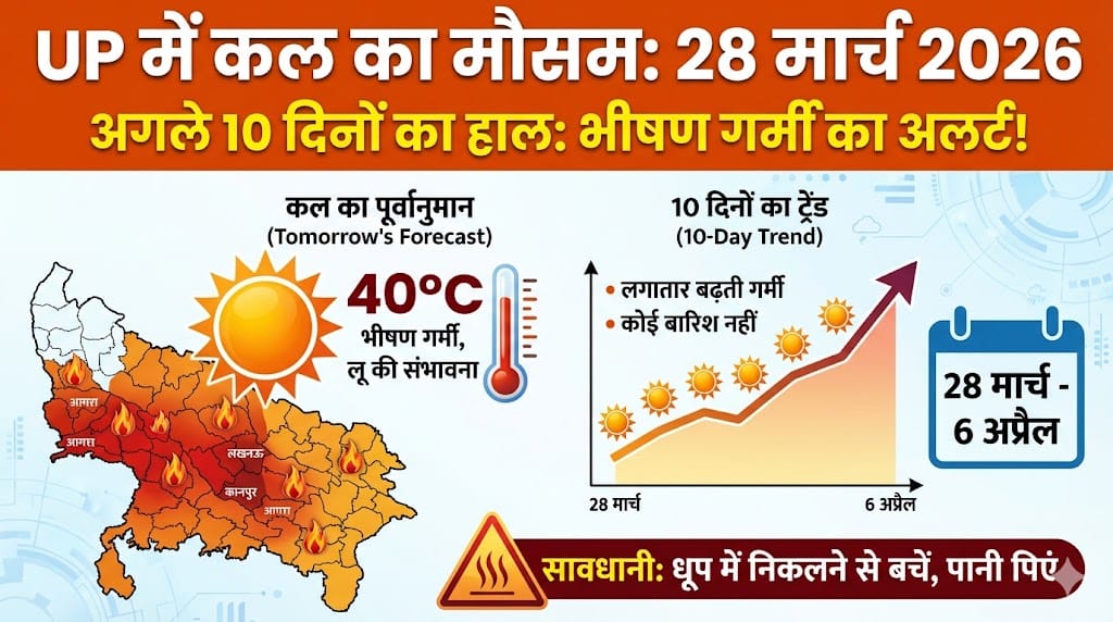 UP Weather Update: कल का मौसम 28 मार्च 2026 को लेकर मौसम विभाग की बड़ी चेतावनी, घर से निकलने से पहले जान लें 10 दिनों का सटीक पूर्वानुमान