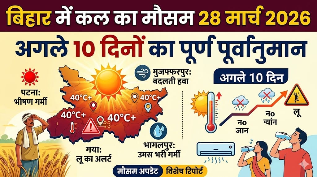 सावधान! कल का मौसम 28 मार्च 2026 बदल देगा आपकी योजना, बिहार के इन 15 जिलों में मौसम विभाग का रेड अलर्ट जारी!