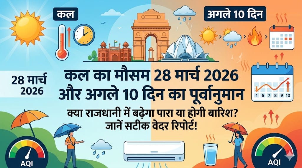 खुशखबरी या आफत? कल का मौसम 28 मार्च 2026 लाएगा दिल्ली में बड़ी तब्दीली, जानें अगले 10 दिनों का सटीक वेदर चार्ट