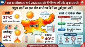 सावधान! कल का मौसम 28 मार्च 2026 बदल देगा झारखंड की तस्वीर, क्या फिर होगी अचानक बारिश? मौसम विभाग की बड़ी चेतावनी जारी