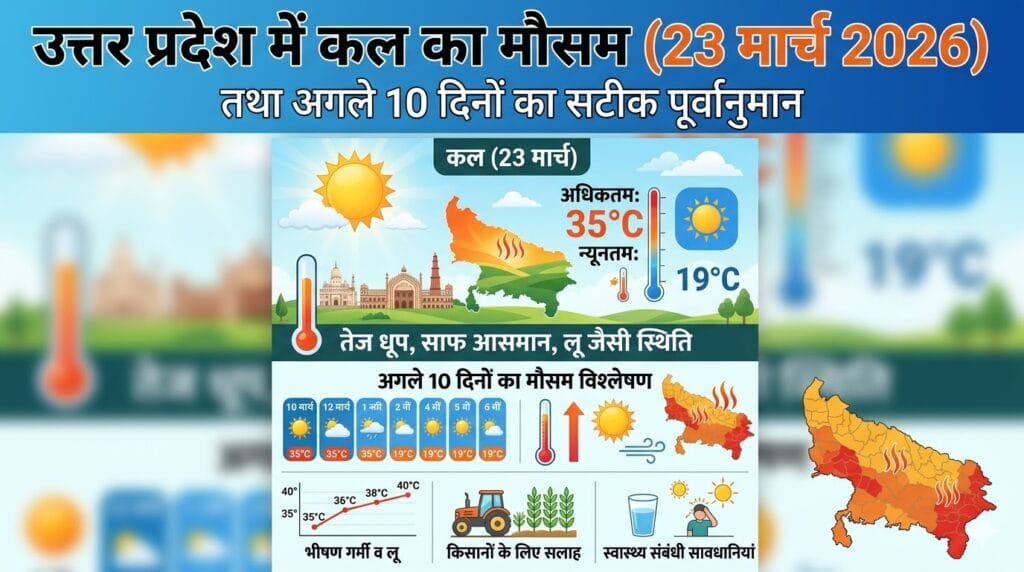 उत्तर प्रदेश में कल का मौसम 23 मार्च 2026: क्या फिर बदलेगा मिजाज? जानें अगले 10 दिनों का सटीक पूर्वानुमान