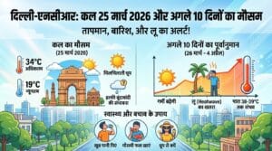 दिल्ली में कल का मौसम 25 मार्च 2026: भारी गर्मी या बारिश का अलर्ट? जानें नोएडा-गुरुग्राम समेत 10 दिनों का Weather Forecast