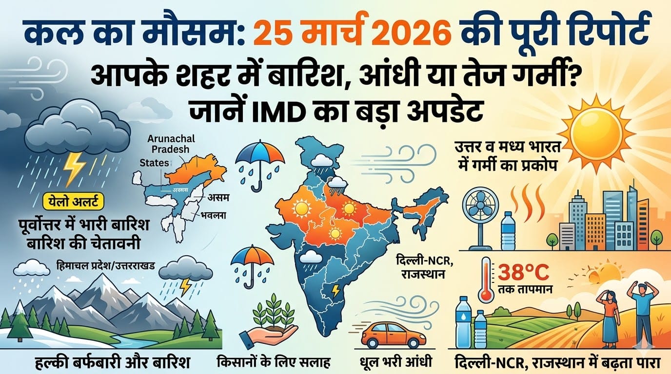 कल का मौसम 25 मार्च 2026