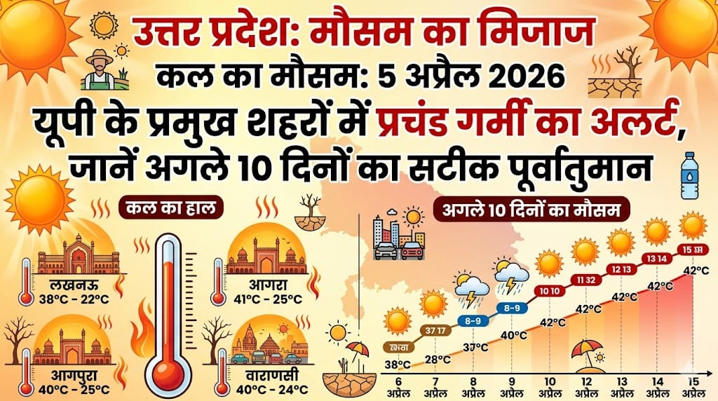 कल का मौसम 5 अप्रैल 2026 आपके शहर में ला रहा है बड़ा बदलाव, मौसम विभाग ने जारी किया अगले 10 दिनों का खतरनाक अपडेट