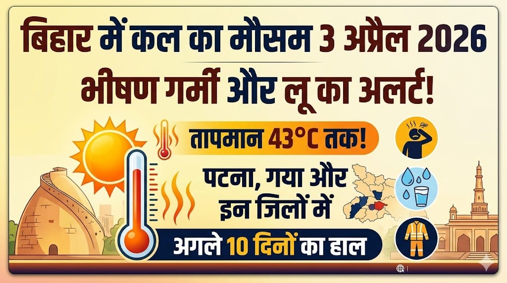 सावधान बिहारवासी! कल का मौसम 3 अप्रैल 2026 आपकी मुश्किलें बढ़ा देगा, आसमान से बरसेगी आग और चलेंगी गर्म हवाएं; घर से निकलने से पहले पढ़ लें यह चेतावनी!