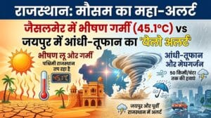 राजस्थान में मौसम का महा-अलर्ट: जैसलमेर में 45.1 डिग्री की भीषण तपिश और जयपुर में आंधी का तांडव, अगले 10 दिन कैसा रहेगा आपके शहर का हाल?