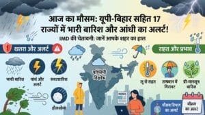 आज का मौसम लाइव: यूपी, बिहार और दिल्ली समेत 17 राज्यों में भारी बारिश का अलर्ट, IMD की बड़ी चेतावनी जारी