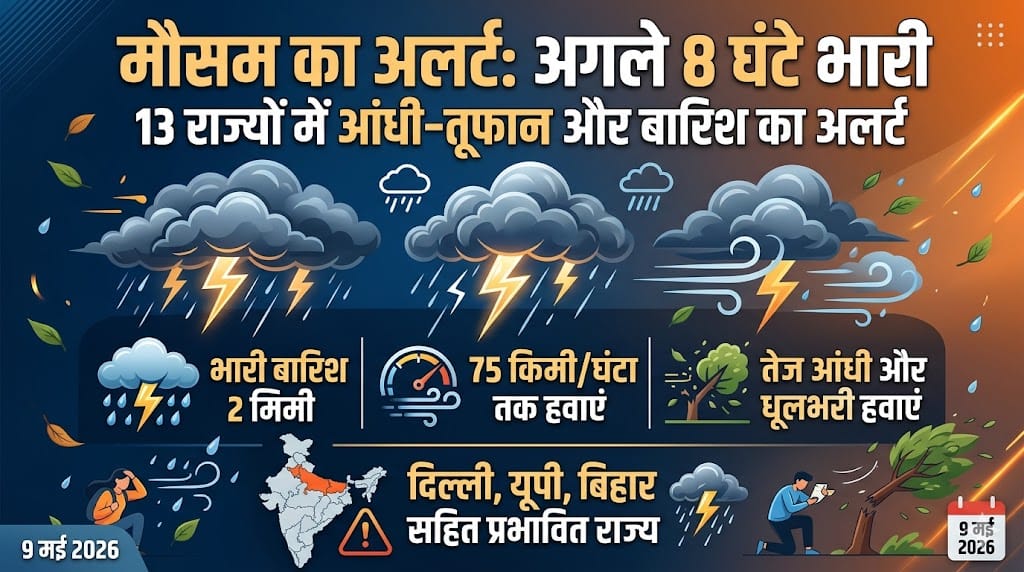 Weather Update Today: 13 राज्यों में आंधी-तूफान और भारी बारिश का Alert, जानें अपने शहर का हाल