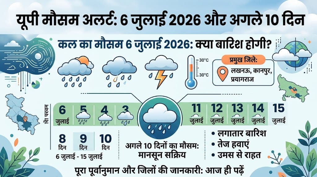 यूपी में कल का मौसम 6 जुलाई 2026