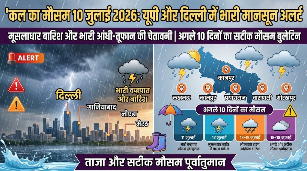 कल का मौसम 10 जुलाई 2026