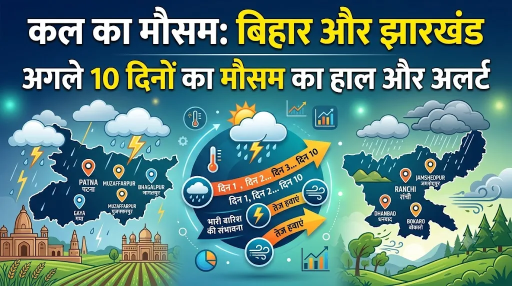 कल का मौसम 12 जुलाई 2026: बिहार और झारखंड के इन 15 जिलों में भारी बारिश और वज्रपात का भयंकर अलर्ट, अगले 10 दिनों तक झमाझम मानसून