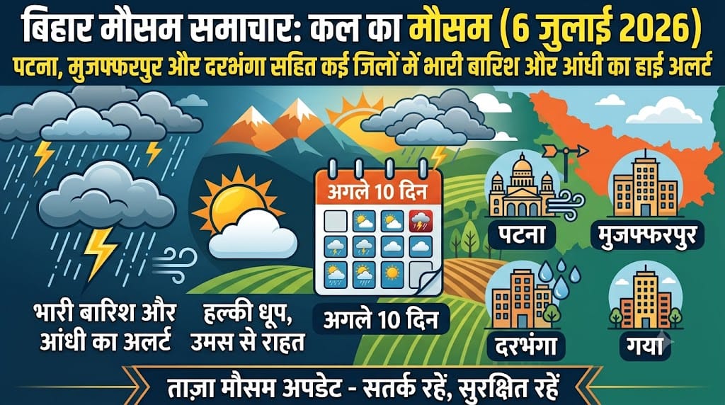 बिहार में कल का मौसम 6 जुलाई 2026