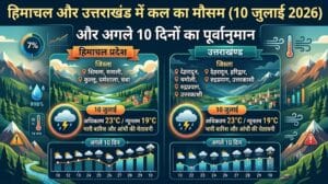कल का मौसम 10 जुलाई 2026: हिमाचल और उत्तराखंड में भारी आंधी-तूफान का Red Alert, अगले 10 दिनों का मौसम देखें