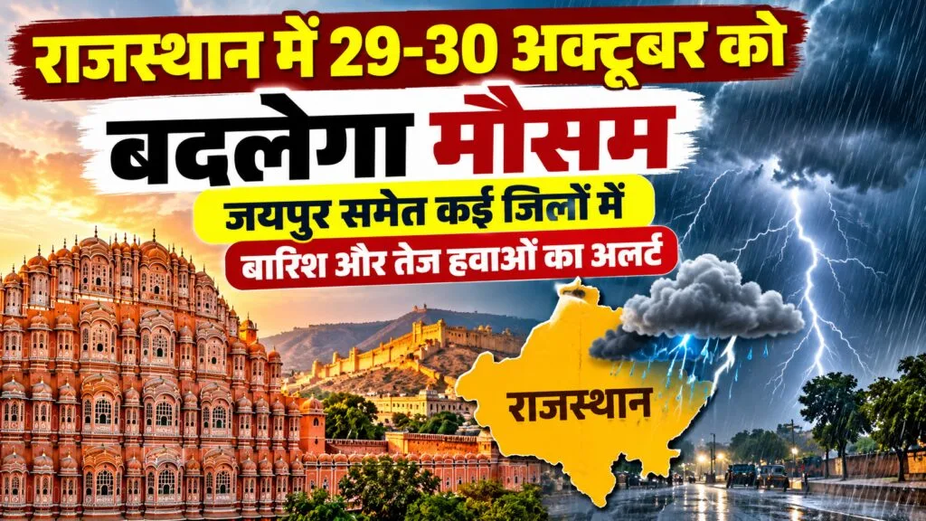 Rajasthan Weather Update: राजस्थान में 29-30 अक्टूबर को बदलेगा मौसम, जयपुर समेत कई जिलों में बारिश और तेज हवाओं का अलर्ट